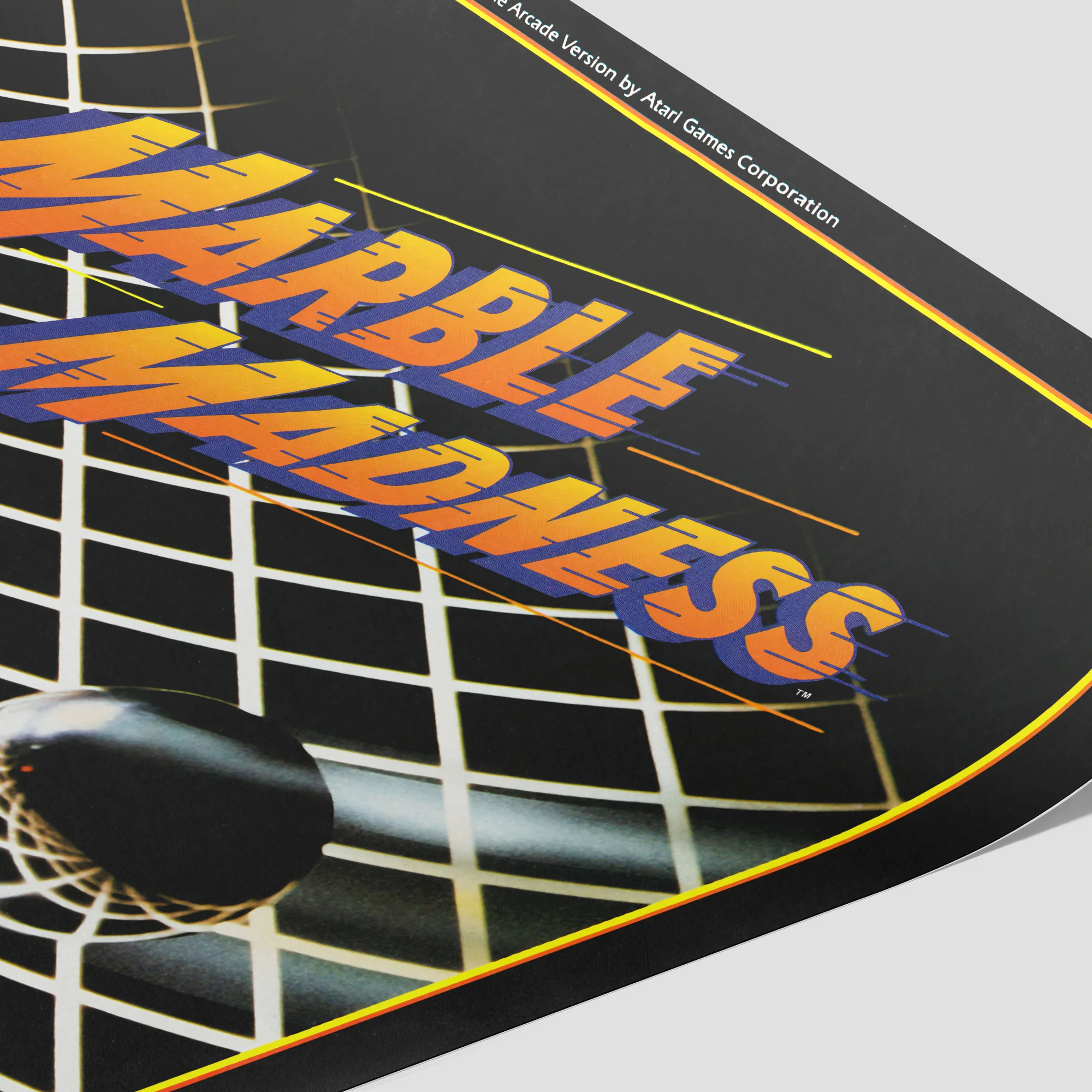 Marble Madness arcade game side panel close-up.