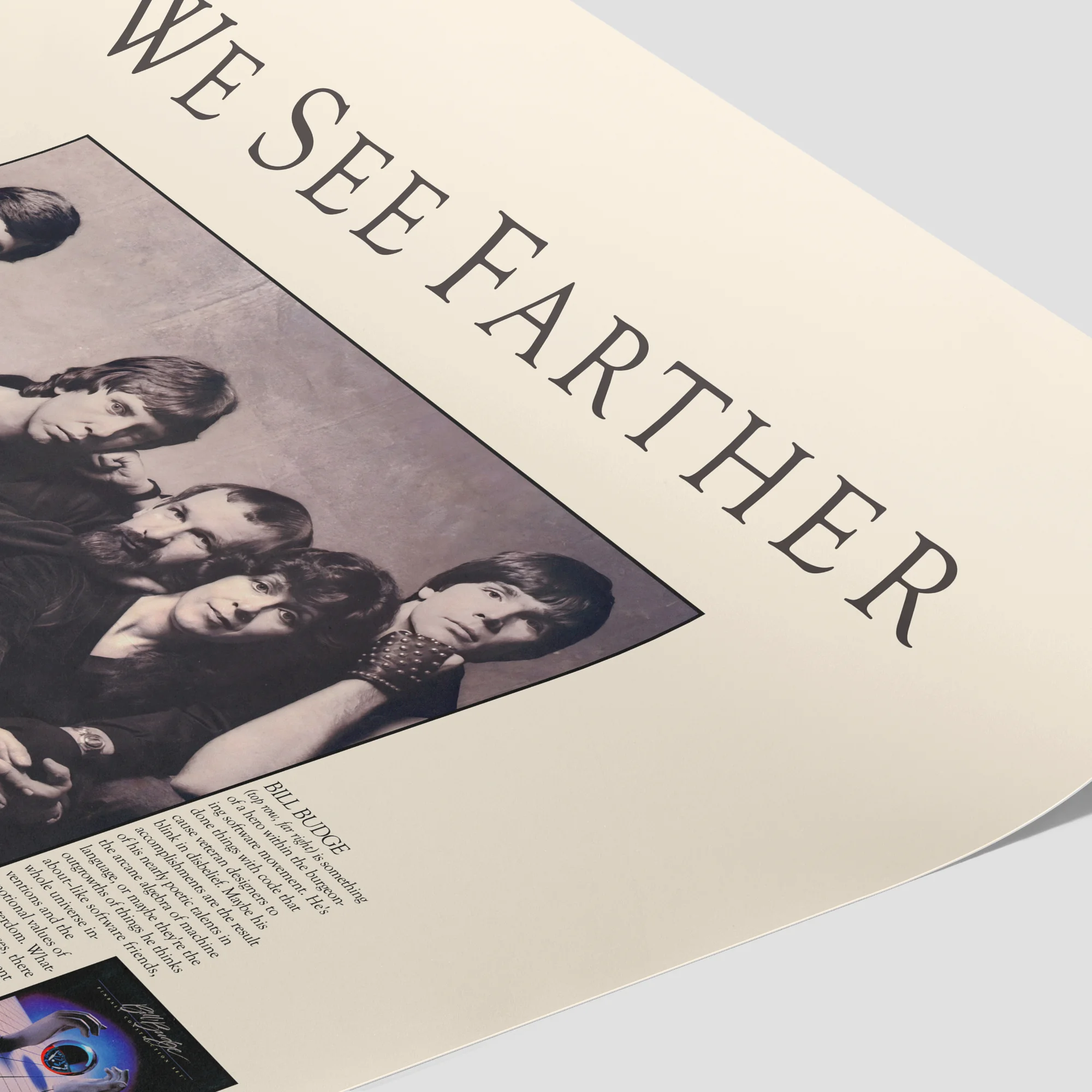 Album cover featuring vintage band portrait with "We See Farther" text.