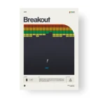 1976 Breakout game poster with paddle and bricks