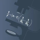 Optical lens formula illustration in blue and white
