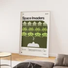 Space Invaders game poster in modern living room