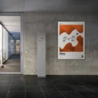 Poster of wave equation on modern office concrete wall