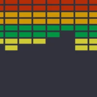 Close-up of the rainbow brick layout and ball in motion from Breakout.