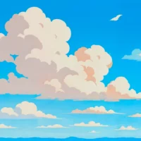 Close-up of clouds and distant islands in the Adriatic Sea from the vintage-style travel poster.