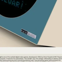 Poster detail featuring historical overview and information about Spacewar!’s origins.