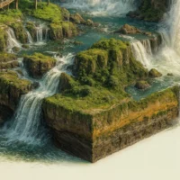 Terrain cross-section showing rock and soil layers beneath the rainforest