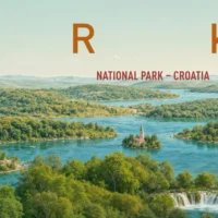 Zoom on the turquoise pools between the waterfalls