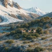 Layered cross-section showing waterfalls and icy geological features
