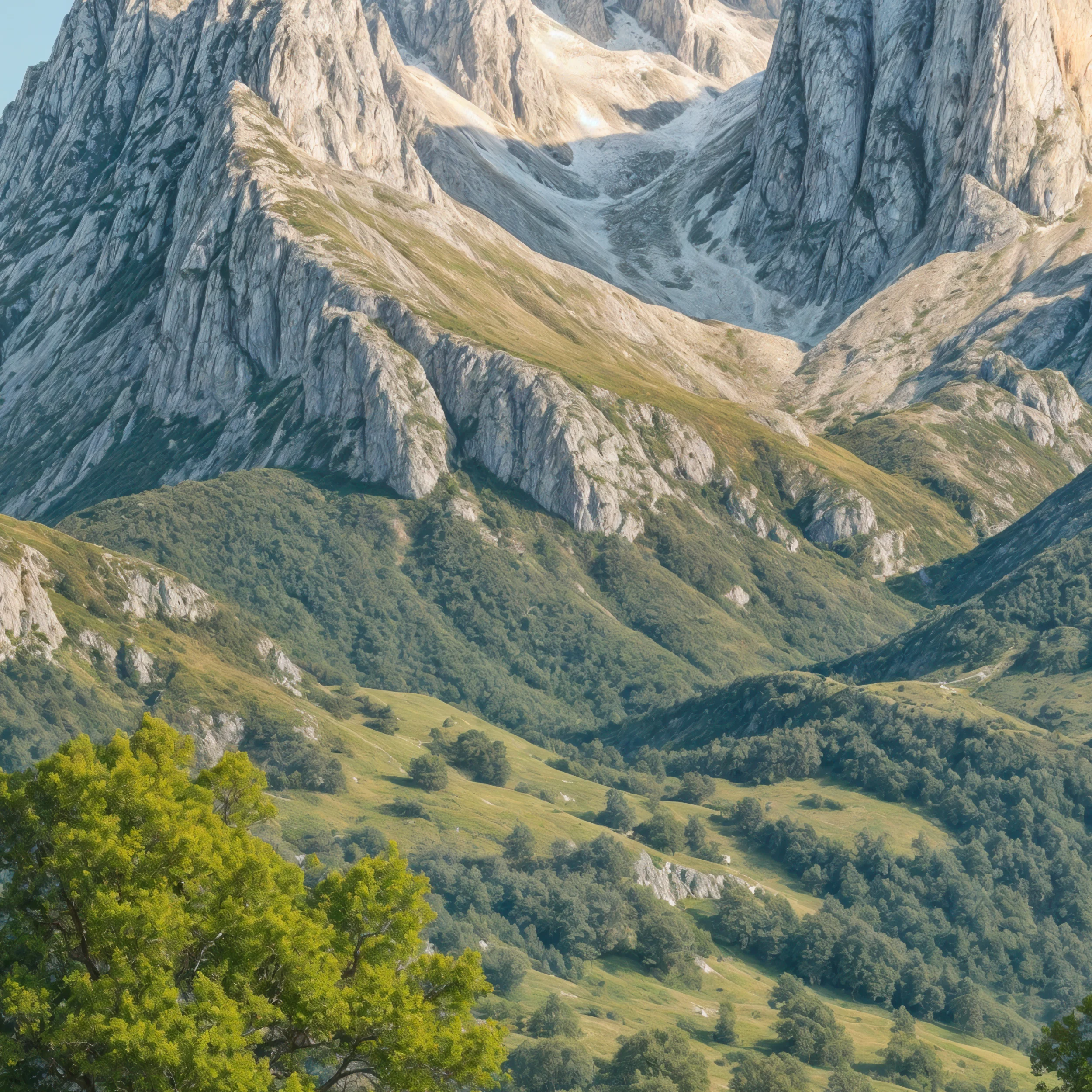 Grazing cows in a green alpine meadow